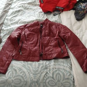 Red Leather Biker Jacket